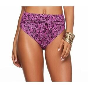Jessica Simpson PINK SNAKESKIN Snakecharmer Bikini Swim Bottom Size S Tie Belt